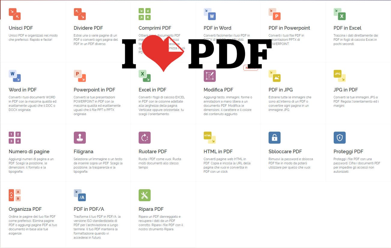 Gestire completamente i file PDF con iLovePDF