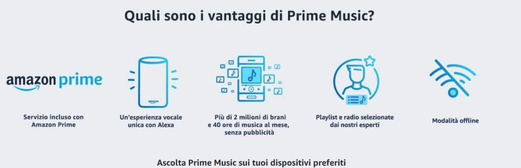 Amazon Prime Music vantaggi