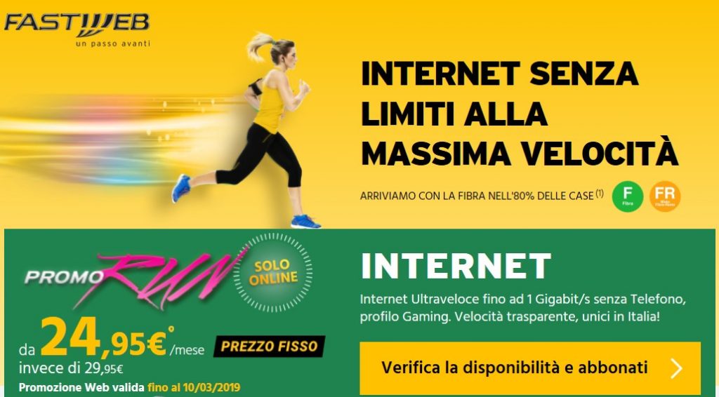 Offerte Fastweb 2019 Internet Run Banner