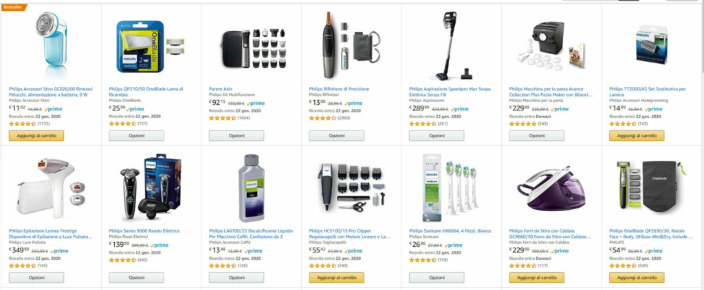 Anteprima alcuni prodotti che partecipano alla promozione Philips su Amazon